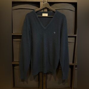 VTG 80s Christian Dior Textured V-Neck Sweater Adult L Navy Blue Knit